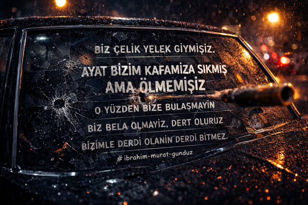 “Biz çelik yelek giymişiz. Hayat bizim kafamıza sıkmış ama ölmemişiz.” — Ibrahim Murat Gunduz